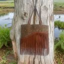 Catchfly Studio Trenditions‎ Western Style Asymmetrical Tooled Yoke Tote Bag Brown Photo 2