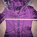 Celebrity Pink  Puffer Coat with Faux Fur Hood Purple Small Princess taper fit Photo 7