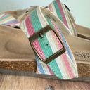 Arizona Jeans Arizona Jean Co French T-Strap Cork Bed Multicolor Striped Sandals 8 M AZ‎ Photo 4