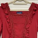 Blue Rain Francesca’s  NWT Brick Red Ruffle Bell Sleeve Peasant Top Size XS Photo 2