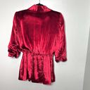 Alice + Olivia  Cranberry Red Velvet Silk 3/4 Sleeve Blazer Photo 5