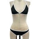 Hoaka Swimwear  Black White Trim Neoprene Two-Piece Bikini Set XS Plus / Small Photo 0