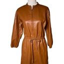 Natori  Vegan Luxe Leather Blouson Dress Brown Womens Size Small Photo 4