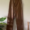 Pretty Little Thing  Brown Chocolate Faux Crocodile Leather High Waist Pants size 2 Photo 5