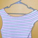 American Apparel  Pink Gray Striped Off Shoulder Bodysuit New L Photo 3