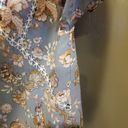 Entro  Dress Size S Blue Floral Pattern Boho V Neck Flutter Bell Long Sleeve Cute Photo 6