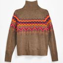 Lou & grey LOU GREY LOFT Fair Isle Sweater Brown Multi Nordic Nylon Wool Turtleneck Medium Photo 4