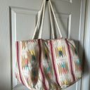 Judith March Women’s Pink Tan Overnight Weekender Aztec Fabric Large Tote Bag Photo 1