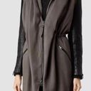 All Saints Bryce Parka in Olive Taupe with Black Leather Sleeves US Size 6 Photo 1