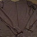 Lululemon  Scoop Neck Soft Rounded Bottom Brown White Striped top Photo 3