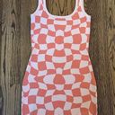 Sweater Bodycon Dress Peach Checkered Pink Size L Photo 0