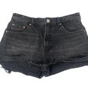 ZARA  Black Denim High Rise Distressed Frayed Raw Hem Casual Jean Shorts Size 8 Photo 0