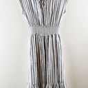 Rails  Ashlyn Rio Striped Cap Sleeve Smocked Tie Neck Midi Dress Blue White XS Photo 3