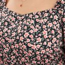 Bloomchic  Floral Black & Pink Lantern Sleeve Ruffles Square Neck Blouse 30 6X Photo 5