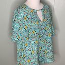 Wishful park  Turquoise & Yellow Flowers Boho Short Sleeves Flowy Top S Photo 6