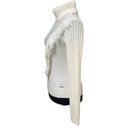 DKNY  Ivory Fringe Knit Ribbbed Turtleneck Sweater Top Size Small Photo 2