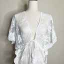 Edge UNBRANDED | Floral Lace Kimono Sleeve Cover Up White Scalloped  Tie Waist OS Photo 5