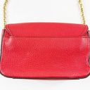 MCM  Square Leather Crossbody Bag Gold Chain Flap Closure Red Gold Photo 8