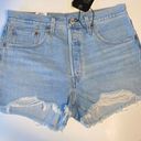 Levi’s jean shorts 501 fitted high rise button fly distressed fray denim‎ Photo 8