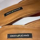 DKNY  Jeans Brown Leather Heels Mules Croco Flower Accent 5.5 Vintage 90’s Y2K Photo 7