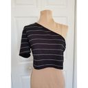 The Range  Striped Bare Shoulder T-Shirt Crop Top Horizontal Stripe Black Size XS Photo 1