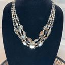 Onyx Multi Strand Necklace Silver Chain clear, topaz and  colored discs Photo 0