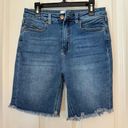 Bohme  Mid-Thigh Blue Denim Frayed Hem Shorts, Size 27 Photo 0