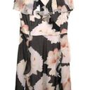 Isaac Mizrahi  Floral Chiffon Ruffle Dress Black Cream Ivory Wedding Party 12 Photo 0