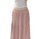 English Factory Blush Pink Smocked Waist Floral Tiered Crepe Maxi Skirt Med Photo 0