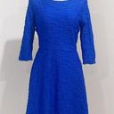 Donna Morgan  Women's Blue Textured Stretch Fit & Flare Dress Size 12 Photo 0