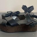 American Eagle  Crossover Platform Wedge Sandal NWOT Black Size 9 Photo 0