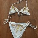 Victoria's Secret Y2k Victoria’s secret sequined white and gold triangle tie bikini top and bottom  Photo 2