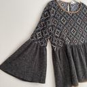 THML  Anthropologie Top Boho Flair Sleeve Geometric Jacquard Size Medium Photo 5