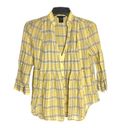 Moda International Gold, Gray, White Plaid w Gold Metallic Threading Shirt Wm S Photo 0