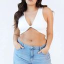 Klassy Network NWT White Twist Front Brami Crop Top - Small Photo 0