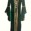 Spirit Halloween Costume Green Velour Maxi Long Sleeve Dress Witch Sanderson Goth Photo 0