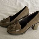 Tommy Hilfiger  Suede Chunky Pumps with Tassels‎ Olive Green Size 5.5M Photo 0