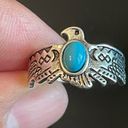 Turquoise stone eagle silver plated ring size 7 Photo 4