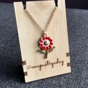 Wish Flower Make a  Fashion Necklace, Gold, Red Enamel Photo 1