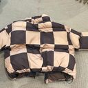 Edikted brown checkered puffer jacket Photo 5