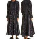 Farm Rio  Women's Black Metallic Lurex Striped Long Sleeve Maxi Dress XS NWOT Photo 1