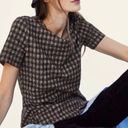 ZARA Brown Plaid Peplum Top NWT Size S Photo 0