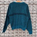 Vintage 80s teal knit crewneck sweater ILGWU Blue Size M Photo 2