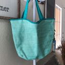 LANCOME teal blue tote bag dual side bag purse. Photo 2