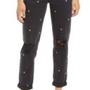 Daisy TINSEL  Washed Black Floral Distressed Ripped Knee Jeans High Rise 28 Photo 0