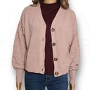 The Moon  & Madison Button Front Textured Knit Cropped Cardigan Blush Pink Size L Photo 1