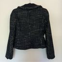 Ann Taylor  Wool Blend Tweed Black Fringed Blazer Jacket Size 2 Petites Photo 5
