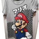 Nintendo Junior Women's Gray Super Mario Checkered  T-Shirt 2XL Photo 0