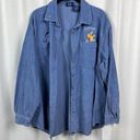 Disney  Vintage Blue Corduroy Embroidered Winnie The Pooh Button Up Shirt Sz.XL Photo 2