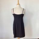 Esprit Vintage 90’s Solid Black Cotton Ruffle Sleeveless V-Neck Dress Photo 2